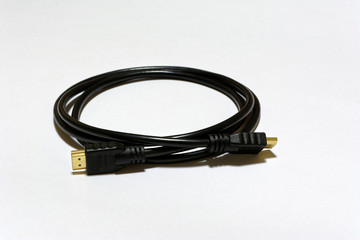 tech cable with plug isolated on a white background.