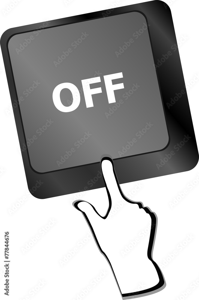 Poster off word on red keyboard button
