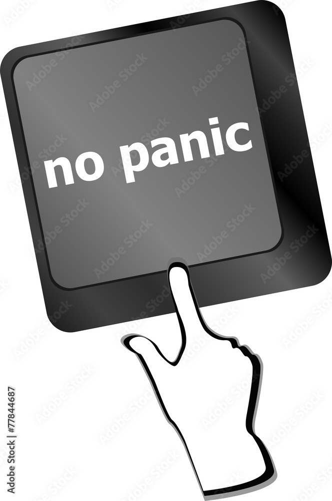 Aufkleber no panic key on computer keyboard - social concept