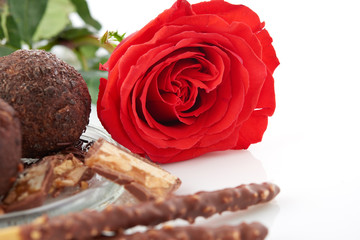 Cupcake with chocolate on white