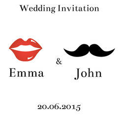 Wedding modern invitation. Vector art.
