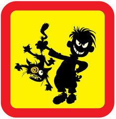 Bad street boy grabbed a cat.