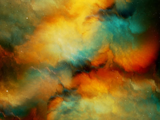 Multicolored fog in deep space
