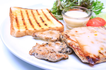 Steak on white background.