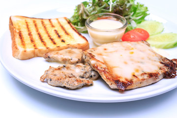 Steak on white background.