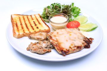 Steak on white background.