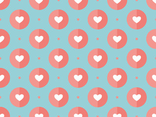 Seamless pattern of hearts on a turquoise background