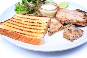 Steak on white background.