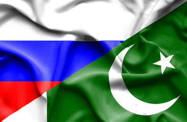 Waving flag of Pakistan and Russia