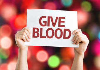 Give Blood card with colorful background