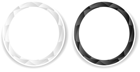 Set of two circle frames with white copyspace.