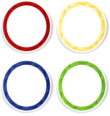 Set of four colorful circle frames with white copyspace.