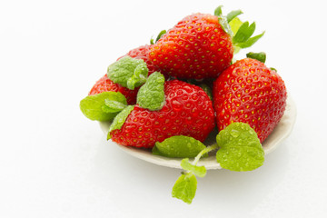 strawberries on saucer