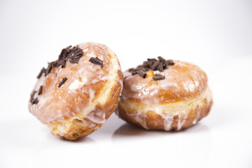 Fresh isolated donuts on white background