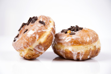 Fresh isolated donuts on white background