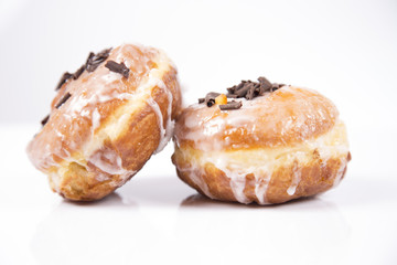 Fresh isolated donuts on white background