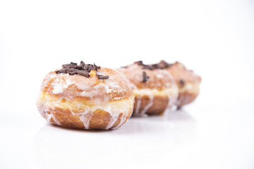 Fresh isolated donuts on white background