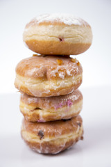 Jummy fresh isolated donuts on white background
