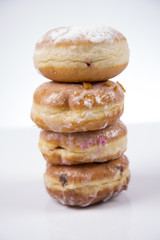 Jummy fresh isolated donuts on white background