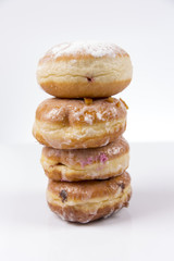 Jummy fresh isolated donuts on white background