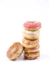 Jummy fresh isolated donuts on white background