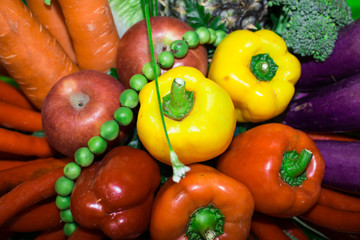 Fototapeta na wymiar Multiple vegetables and fruits