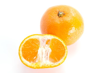 Fresh slice orange on a white background