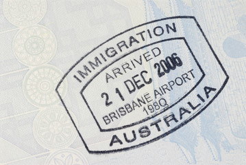 Australian immigration arrival passport stamp photo
