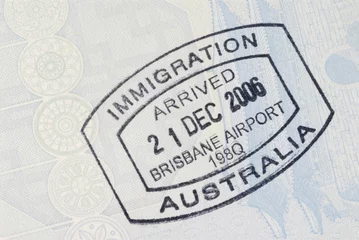 Zelfklevend Fotobehang Australian immigration arrival passport stamp photo © david_franklin