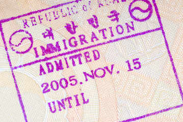 South Korea customs immigration entry passport stamp photo