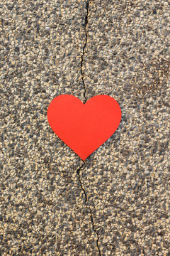 heart on concrete broken