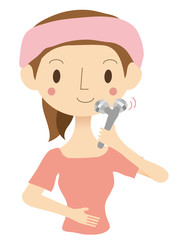 フェイスマッサージをする女性