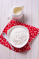 Dairy products -  sour cream, milk.