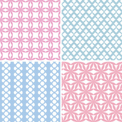 4 blue and pink simple patterns