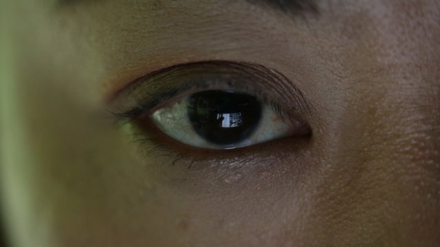 Closeup shot of asian female eye surfing internet