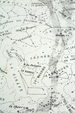 アンティークの天体図　キリン座とカシオペア座