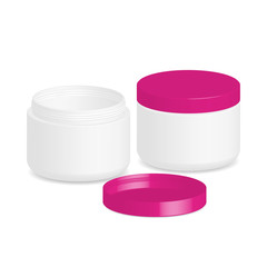 Cosmetic packaging, cream, powder or gel jar with cap, vector