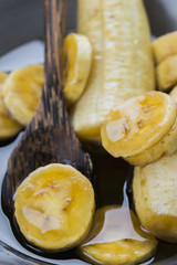 Banana slices with honey