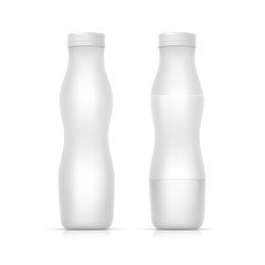 Set of Blank White Bottles for Milk or Yogurt