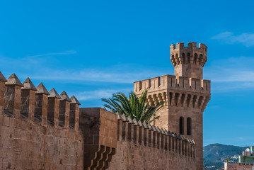 Top Part of Old Architectural Mediterranean Castle Majorca Spain © HBpictures