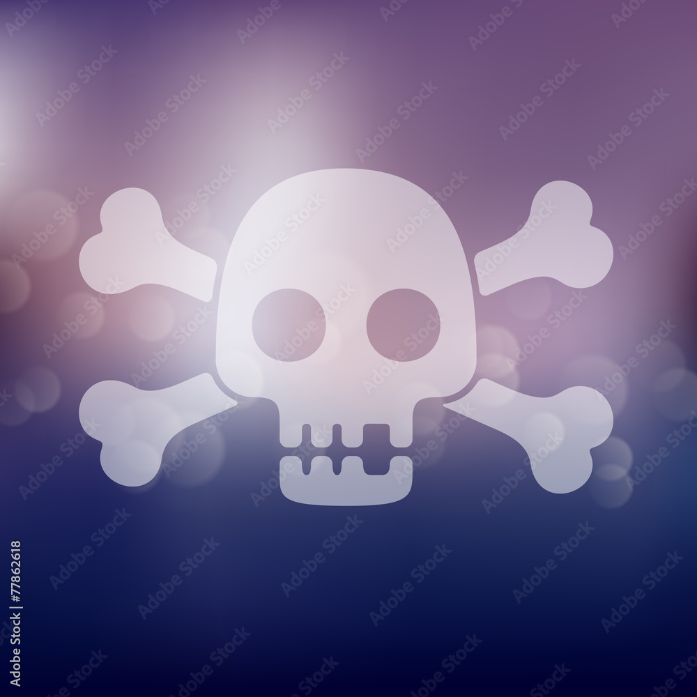 Poster skull icon on blurred background