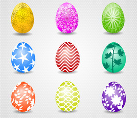 Happy Easter background with eggs in grass and Flowers