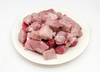 Sliced ??raw pork meat