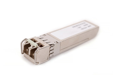 Optical gigabit sfp module for network switch on the white backg