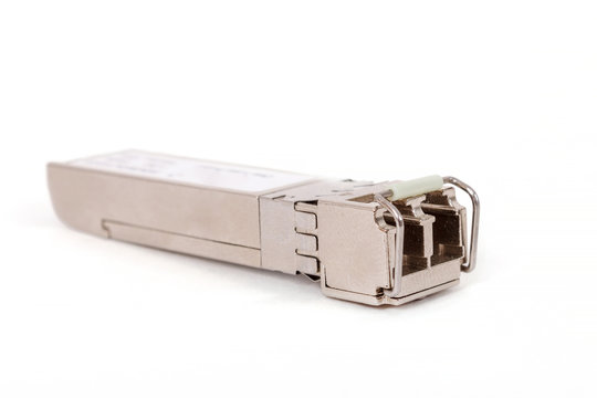 Optical gigabit sfp module for network switch on the white backg