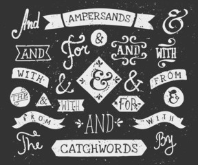 Hand Drawn Chalkboard Ampersands and Catchwords - 77864411