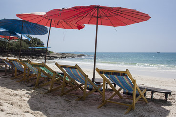 Umbrella on the beach With blue sky
