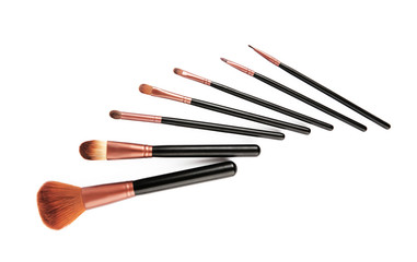 Professional brush set for makeup. Isolated