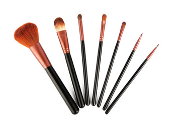 Professional brush set for makeup. Isolated