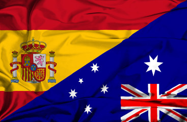 Waving flag of Australia and Spain